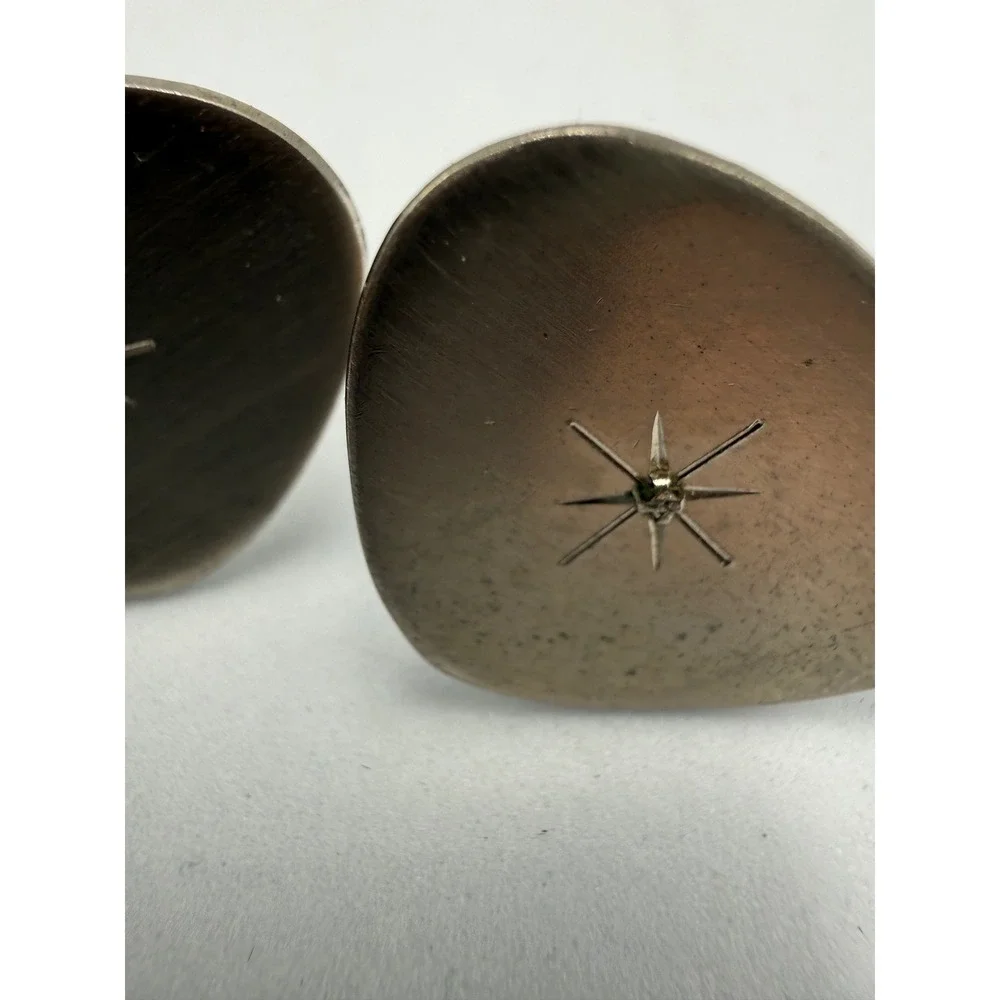 Vintage Mid Century Modern Atomic Starburst Cufflinks Silver Tone MCM Retro